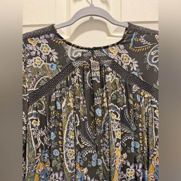 Free People Blue and White Mini Sundress with Bishop Sleeves - Picture 8 of 10